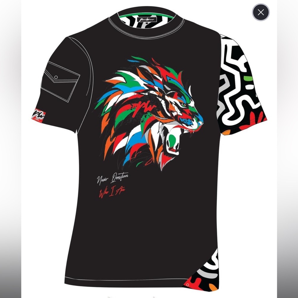 Positive Wear Mens Black Lion Large Print T-Shirt Designer